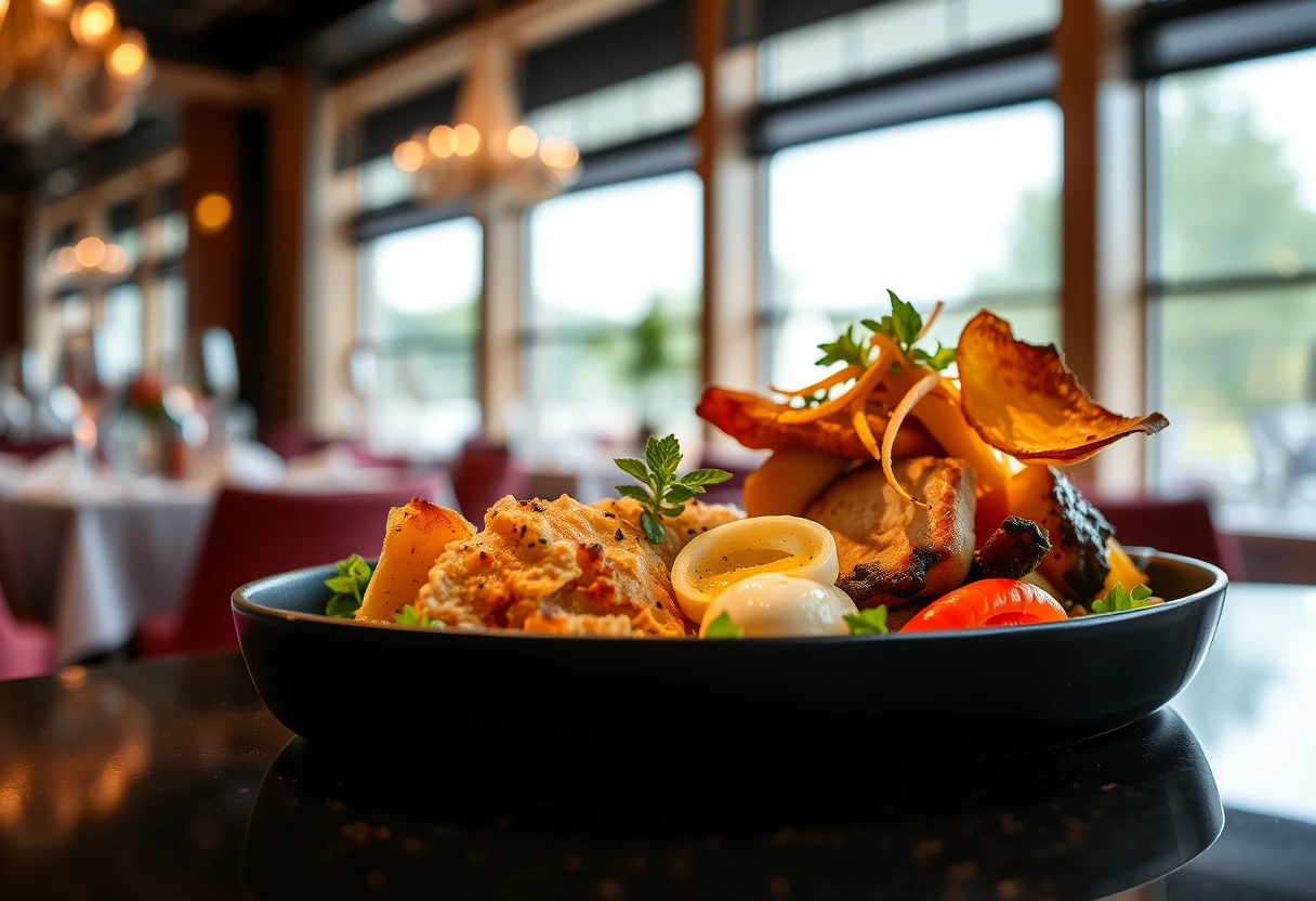 Food photography, gourmet dish, restaurant ambiance